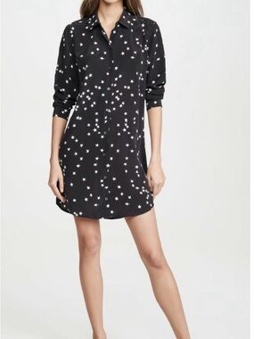Equipment silk Star Print Black Button-Down Shirt Dress